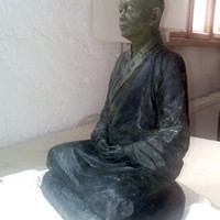 Portrait des Zen-Gromeisters Jing Hui aus China, in Wachs gegossen.